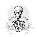 A skeleton playing a guitar inside a vintage car tattoo design idea