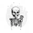 A skeleton playing a guitar inside a vintage car tattoo design idea