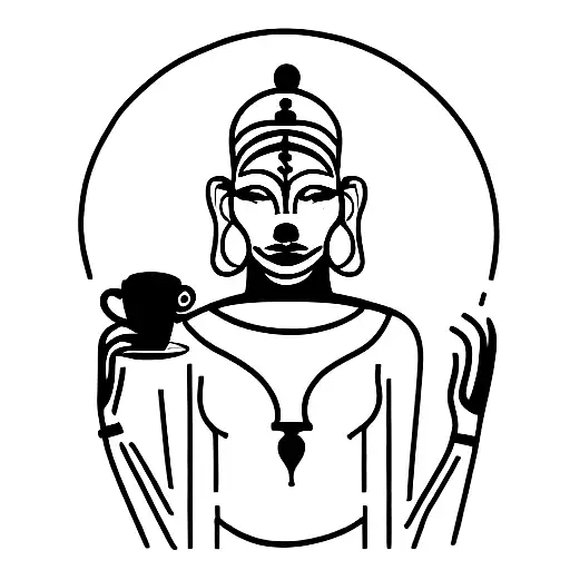 modern goddess sekhmet drinking coffee tattoo design idea