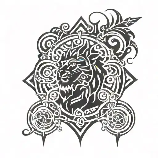 Royal persistent, successful, alone, broken but victorious, beast  tattoo design idea