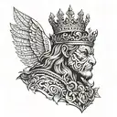 Royal King, persistent, successful, alone, broken but victorious, beast  tattoo design idea