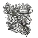 Royal King, persistent, successful, alone, broken but victorious, beast  tattoo design idea