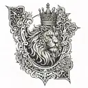 Royal King, persistent, successful, alone, broken but victorious, beast  tattoo design idea