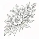 Design with many medium and small flowers of different species, leaves and flower buds for the entire arm tattoo design idea