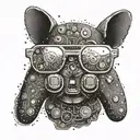 glasses winking at a playstation controller with a beer tattoo design idea