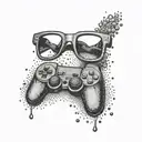 glasses with a playstation controller with a beer tattoo design idea