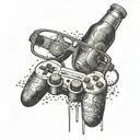glasses with a playstation controller with a beer tattoo design idea
