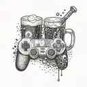 glasses with a playstation controller with a beer tattoo design idea