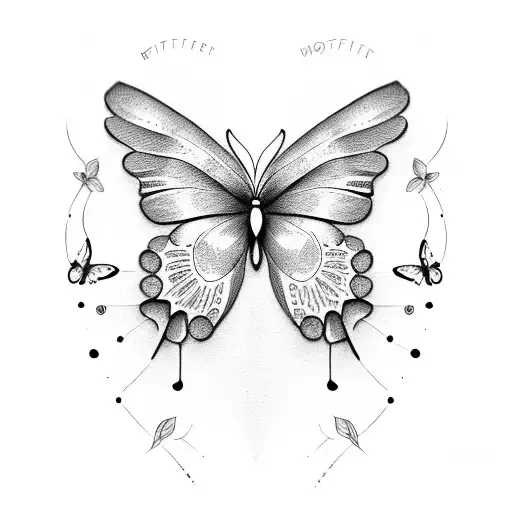 Half butterfly half flowers tattoo design idea