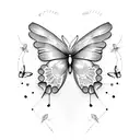 Half butterfly half flowers tattoo design idea
