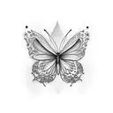 Half butterfly half flowers tattoo design idea
