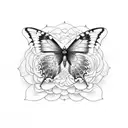 Half butterfly half flowers tattoo design idea