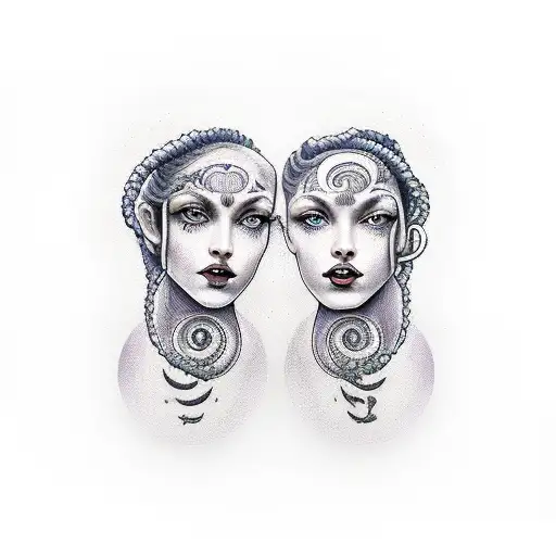 Gemini horoscope women with two heads with locs in hair full lips nice eyes moon rising signs number 13 tattoo design idea