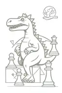 cute dinosaur playing chess  tattoo design idea