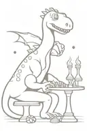 cute dinosaur playing chess  tattoo design idea