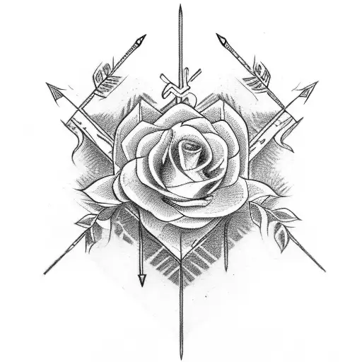 floral , arrow, cross, tattoo design idea