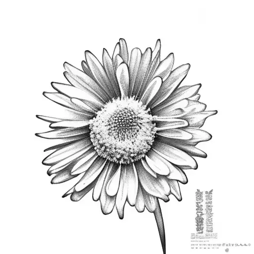 aster flower with stem and 1-09-2023 tattoo design idea