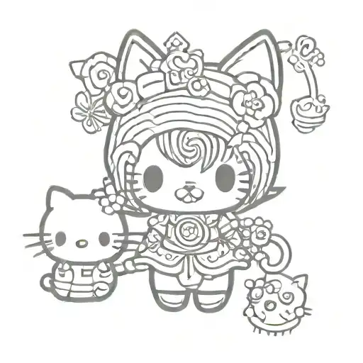 kuromi hello kitty tattoo design idea