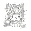 kuromi hello kitty tattoo design idea