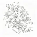 Honeysuckle flowers with stem drawing with  birthdate 26.06.2009 and one of the pedal dradrawiwith the t name priscillia tattoo design idea