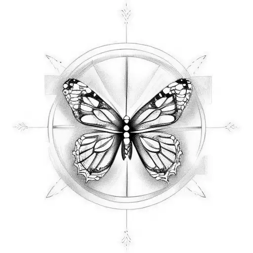 Butterfly. simple and fancy and mathematical tattoo design idea