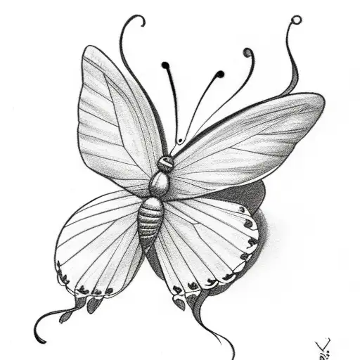 Butterfly with flowers. simple and fancy tattoo design idea