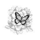 Butterfly with flowers. simple and fancy tattoo design idea