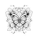 Butterfly with flowers. simple and fancy tattoo design idea