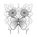 Butterfly with flowers. simple and fancy tattoo design idea