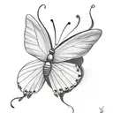Butterfly with flowers. simple and fancy tattoo design idea
