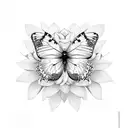 Butterfly with flowers. simple and fancy tattoo design idea