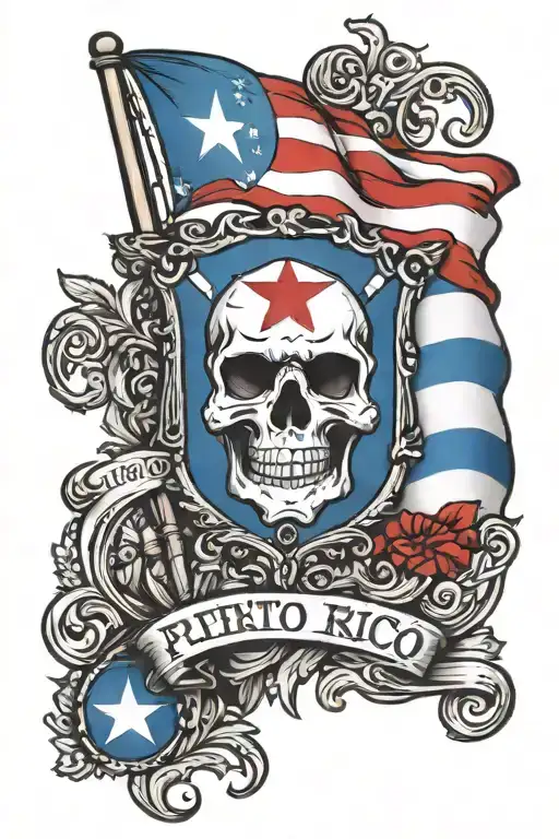 puerto rico flag and dominican Republic tattoo design idea