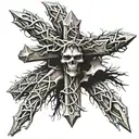 cross with crown of thorns wrapped tattoo design idea