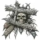 cross with crown of thorns wrapped tattoo design idea