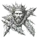 cross with crown of thorns wrapped tattoo design idea