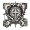 cross and empty tomb  tattoo design idea