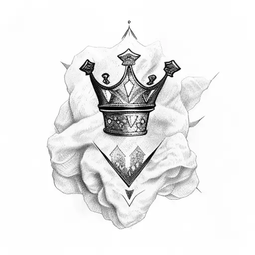 letter V with a crown  tattoo design idea