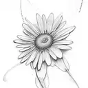 Daisy and butterfly  tattoo design idea