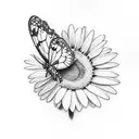 Daisy and butterfly  tattoo design idea