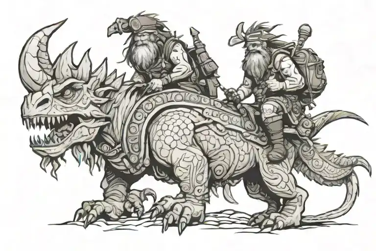 troll shaman warcraft riding raptor mount black rock mountain tattoo design idea