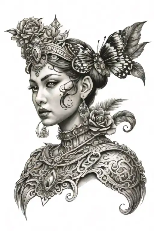 reina hera face made tattoo design idea