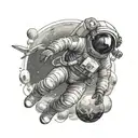 Astronaut floating in space tattoo design idea