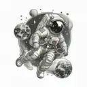 Astronaut floating in space tattoo design idea