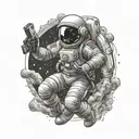 Astronaut floating in space tattoo design idea
