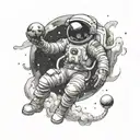Astronaut floating in space tattoo design idea