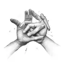 two hands reaching out to grasp tattoo design idea