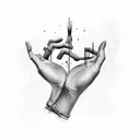 two hands reaching out to grasp tattoo design idea
