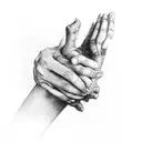 two hands reaching out to grasp tattoo design idea