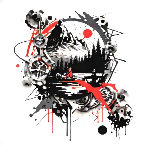 Mountain Scene tattoo design idea