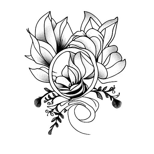 fine line minimalist feminine tattoo of springbok with flowers tattoo design idea